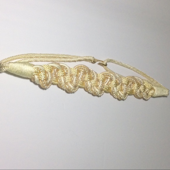 Gold Ivory Pearl Knot Cummerbund Boho Obi Belt NWOT - Picture 5 of 6